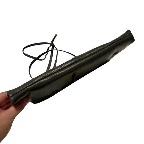 Vintage 1980s Ande Leather Clutch Shoulder Bag Gray - Picture 4 of 13